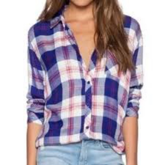 Rails Hunter Blue and Red Plaid Long Sleeve Button-Down Shirt Size XS - Picture 1 of 10